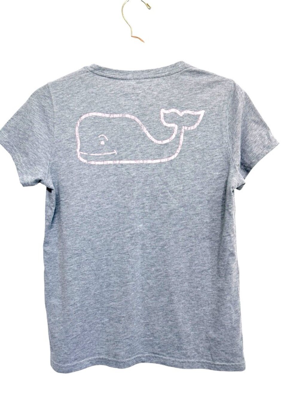 Vineyard Vines Shirt Women's M Grey Whale Logo Pocket Cotton Crewneck Tee